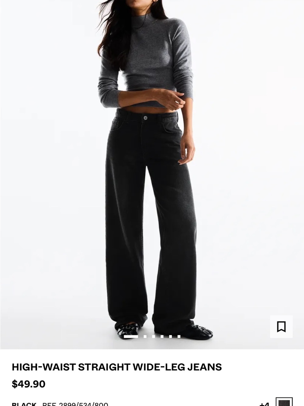 Bershka Black High-Waist Wide-Leg Jeans